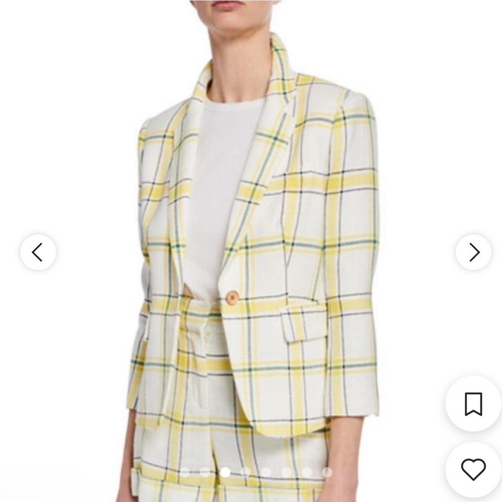 Veronica Beard VB Schoolboy Yellow + Green Plaid  Dickey Jacket Blazer 6 - Picture 9 of 11